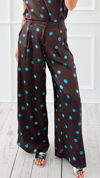 Draped Polka Dot Pant - Blue