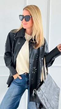 Ember Etch Italian Faux Leather Top-110 Long Sleeve Tops-TATTOO Z-Coastal Bloom Boutique, find the trendiest versions of the popular styles and looks Located in Indialantic, FL