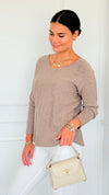 Soho Italian V-Neck Pullover - Ash Mocha-140 Sweaters-Italianissimo-Coastal Bloom Boutique, find the trendiest versions of the popular styles and looks Located in Indialantic, FL