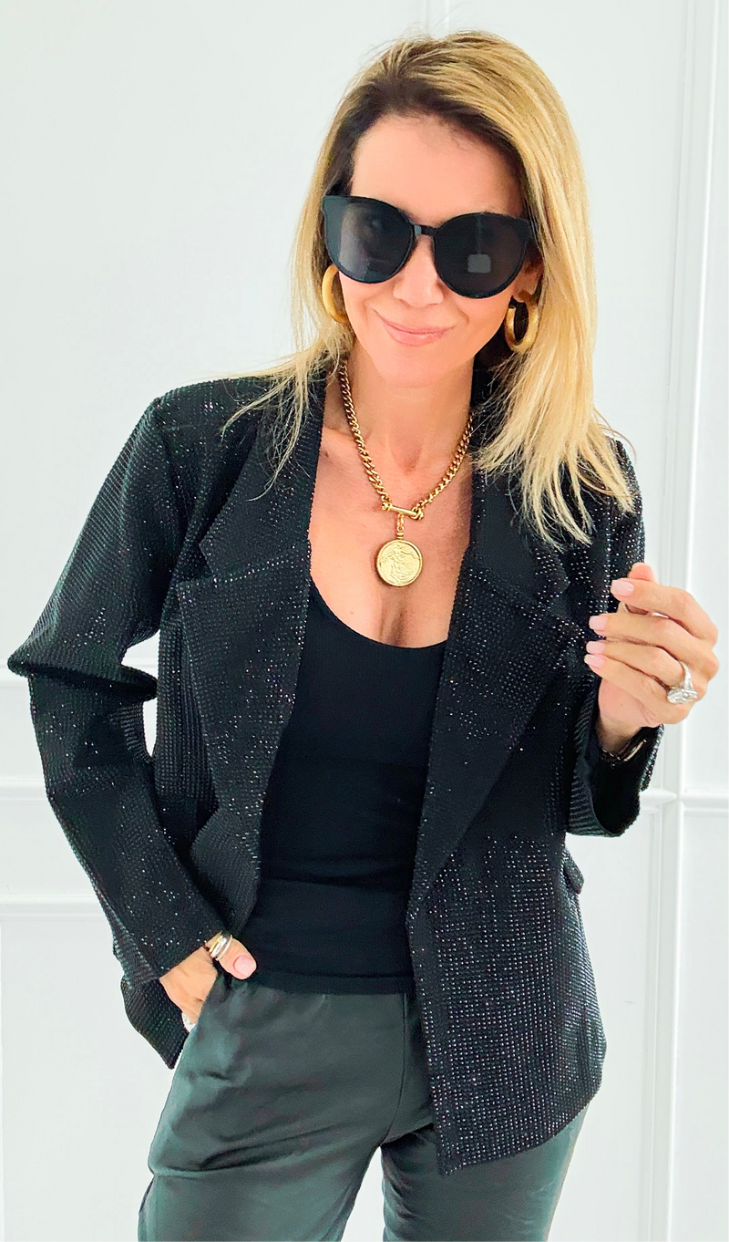 Starlit Open Front Blazer-160 Jackets-7Mango7-Coastal Bloom Boutique, find the trendiest versions of the popular styles and looks Located in Indialantic, FL