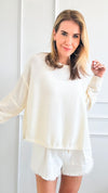 Raw-Edge Detailed Knit Sweater-140 Sweaters-BucketList-Coastal Bloom Boutique, find the trendiest versions of the popular styles and looks Located in Indialantic, FL