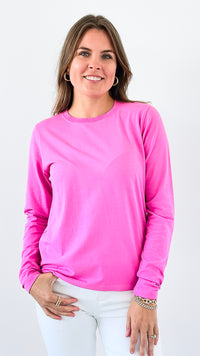 Essential Long-Sleeve Activewear Top- Pink-110 Long Sleeve Tops-Mono B-Coastal Bloom Boutique, find the trendiest versions of the popular styles and looks Located in Indialantic, FL