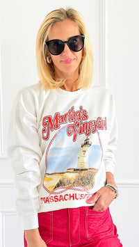 Martha’s Vineyard Coastal Sweatshirt-130 Long Sleeve Tops-Sweet Claire-Coastal Bloom Boutique, find the trendiest versions of the popular styles and looks Located in Indialantic, FL