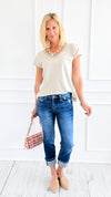 Weekend Plans Cuff Slim Jeans-190 Denim-Mica Denim-Coastal Bloom Boutique, find the trendiest versions of the popular styles and looks Located in Indialantic, FL