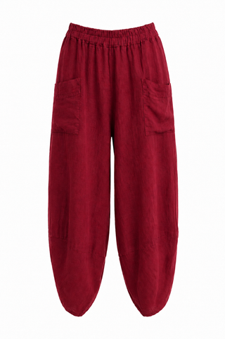 La Spezia Barrel Linen Italian Pant- Wine