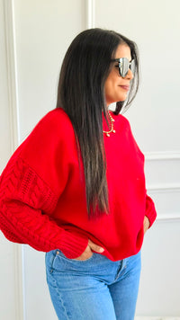 Fireside Sonata Sweater - Ruby-140 Sweaters-Zenana-Coastal Bloom Boutique, find the trendiest versions of the popular styles and looks Located in Indialantic, FL