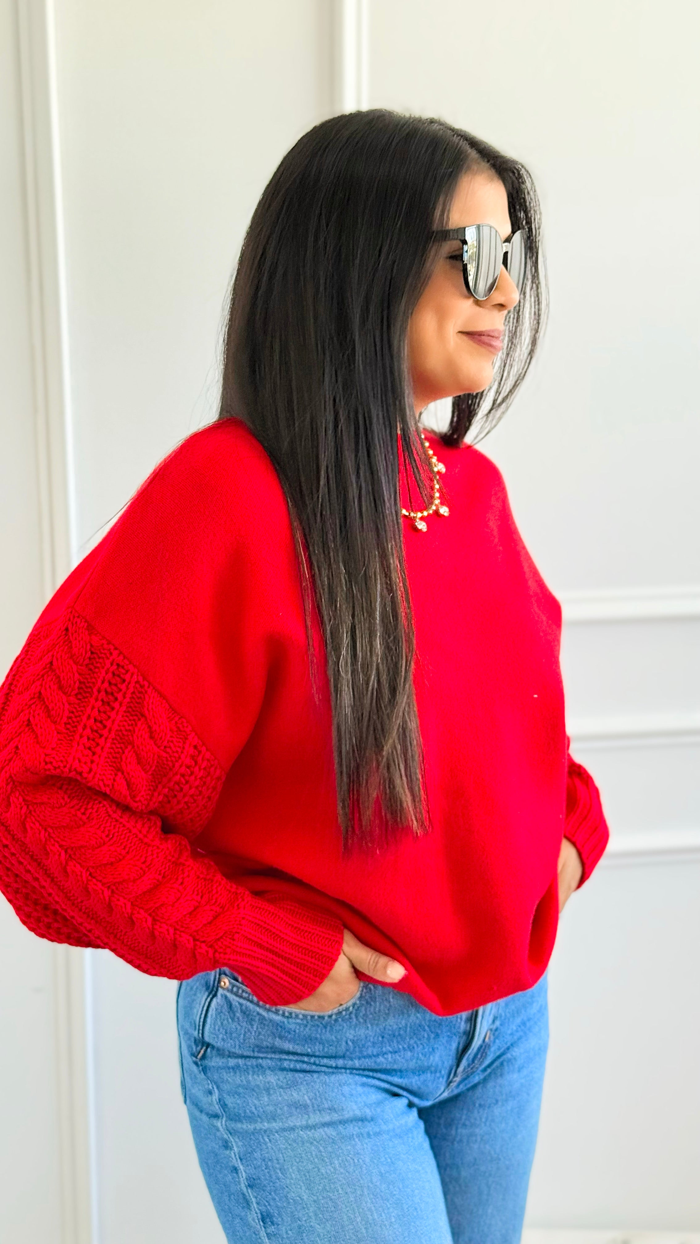Fireside Sonata Sweater - Ruby-140 Sweaters-Zenana-Coastal Bloom Boutique, find the trendiest versions of the popular styles and looks Located in Indialantic, FL