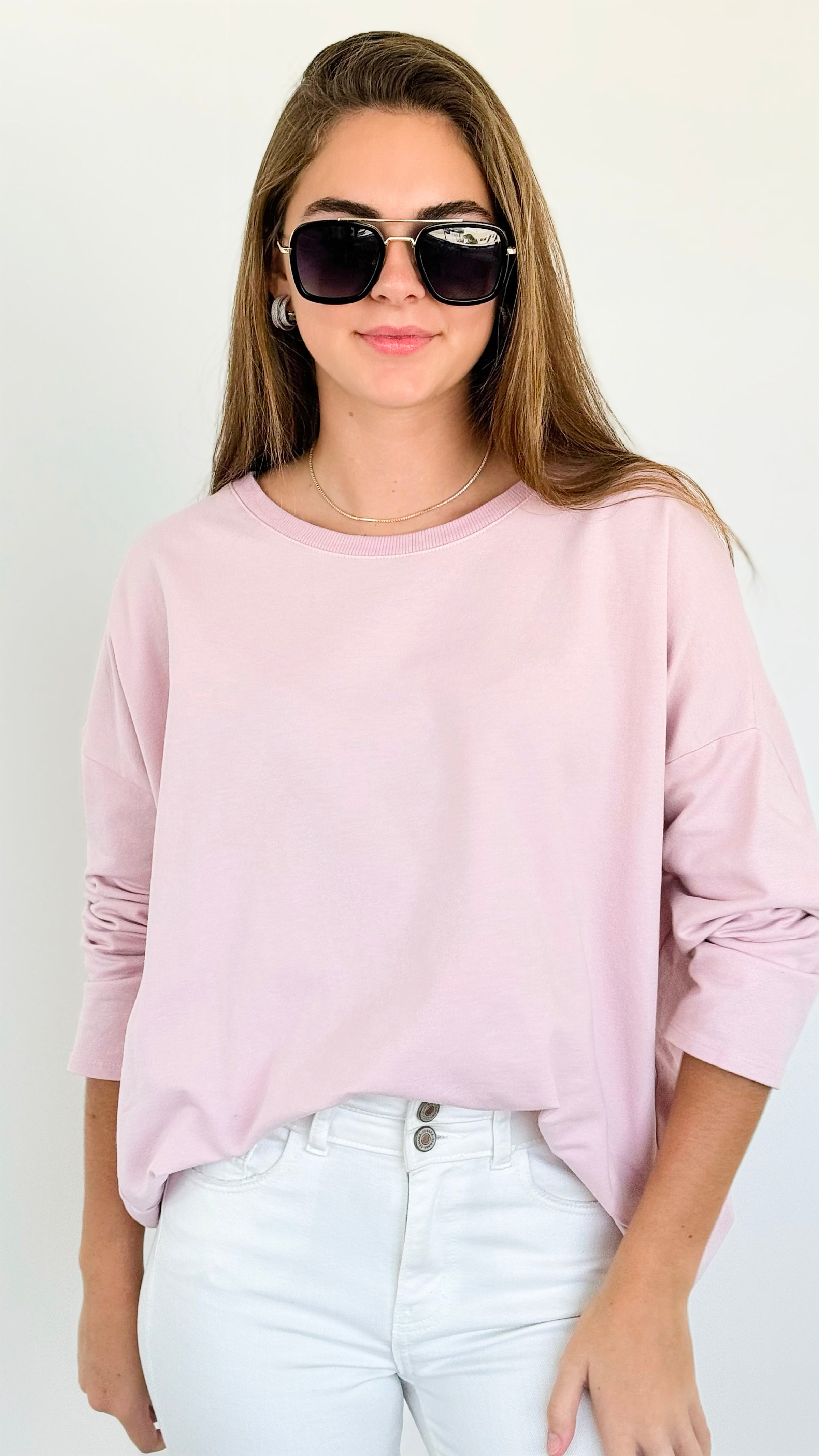 Upscale Comfort Italian Pullover- Blush-140 Sweaters-Italianissimo-Coastal Bloom Boutique, find the trendiest versions of the popular styles and looks Located in Indialantic, FL