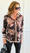 Opulent Garden Italian Blouse-110 Long Sleeve Tops-AZUL MONACO-Coastal Bloom Boutique, find the trendiest versions of the popular styles and looks Located in Indialantic, FL