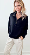 Butter Zip Up Pullover - Black-100 Sleeveless Tops-Before You-Coastal Bloom Boutique, find the trendiest versions of the popular styles and looks Located in Indialantic, FL