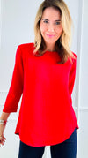 Bold Moves Top - Red-130 Long Sleeve Tops-Beverly Rose-Coastal Bloom Boutique, find the trendiest versions of the popular styles and looks Located in Indialantic, FL