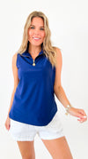 Twilight Sculpted Tank Top - Navy-100 Sleeveless Tops-ARYEH-Coastal Bloom Boutique, find the trendiest versions of the popular styles and looks Located in Indialantic, FL