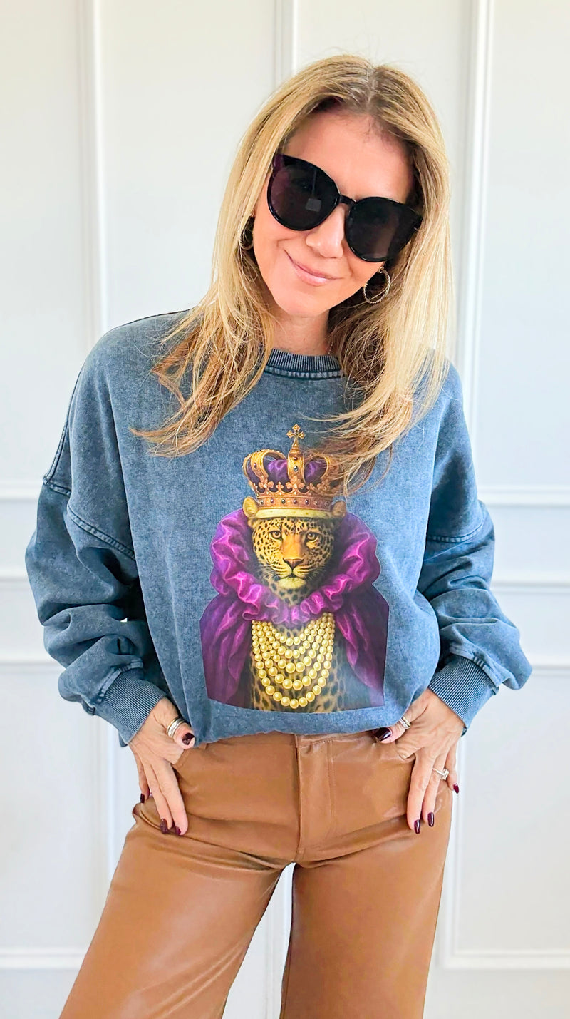 CB CUSTOM - The Golden Reign Italian Sweatshirt-110 Long Sleeve Tops-FIRSTAGE / HOLLY-Coastal Bloom Boutique, find the trendiest versions of the popular styles and looks Located in Indialantic, FL