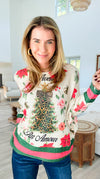 Untamed Holiday Bloom Italian Emilia Knit Sweater-140 Sweaters-SORPRESA-Coastal Bloom Boutique, find the trendiest versions of the popular styles and looks Located in Indialantic, FL
