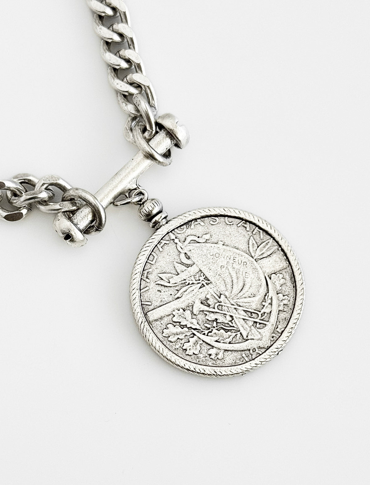 Vintage Coin Necklace - Silver-230 Jewelry-YOCHI-Coastal Bloom Boutique, find the trendiest versions of the popular styles and looks Located in Indialantic, FL