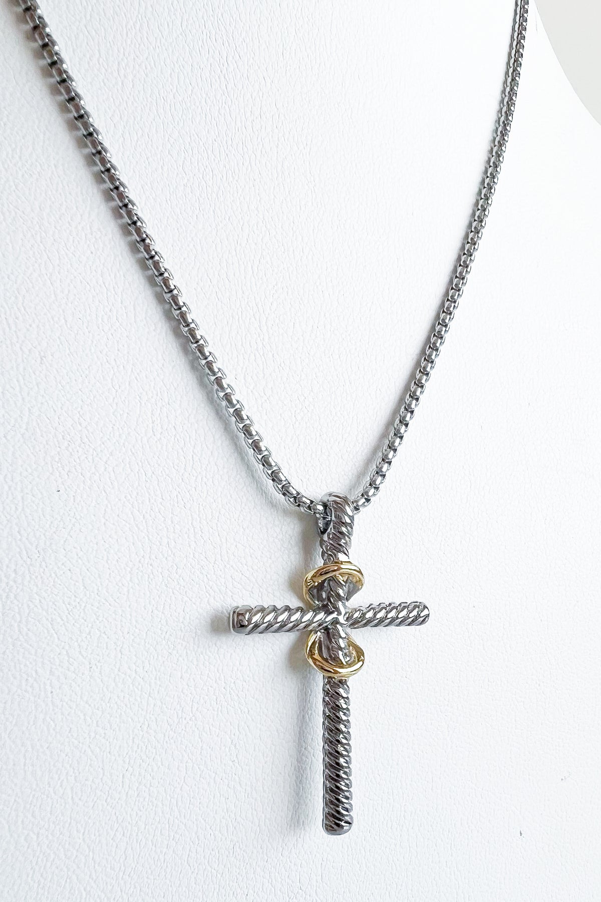 14K Two Tone Cross Pendant Necklace-230 Jewelry-Wona Trading-Coastal Bloom Boutique, find the trendiest versions of the popular styles and looks Located in Indialantic, FL