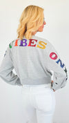 'Good Vibes Only' Pullover Sweater - Grey-140 Sweaters-Rousseau-Coastal Bloom Boutique, find the trendiest versions of the popular styles and looks Located in Indialantic, FL