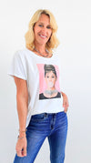 Breakfast Girl Italian Tee- Pink-100 Sleeveless Tops-Italianissimo-Coastal Bloom Boutique, find the trendiest versions of the popular styles and looks Located in Indialantic, FL