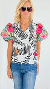 Spring Embroidered Puff Sleeve Blouse-110 Short Sleeve Tops-THML-Coastal Bloom Boutique, find the trendiest versions of the popular styles and looks Located in Indialantic, FL