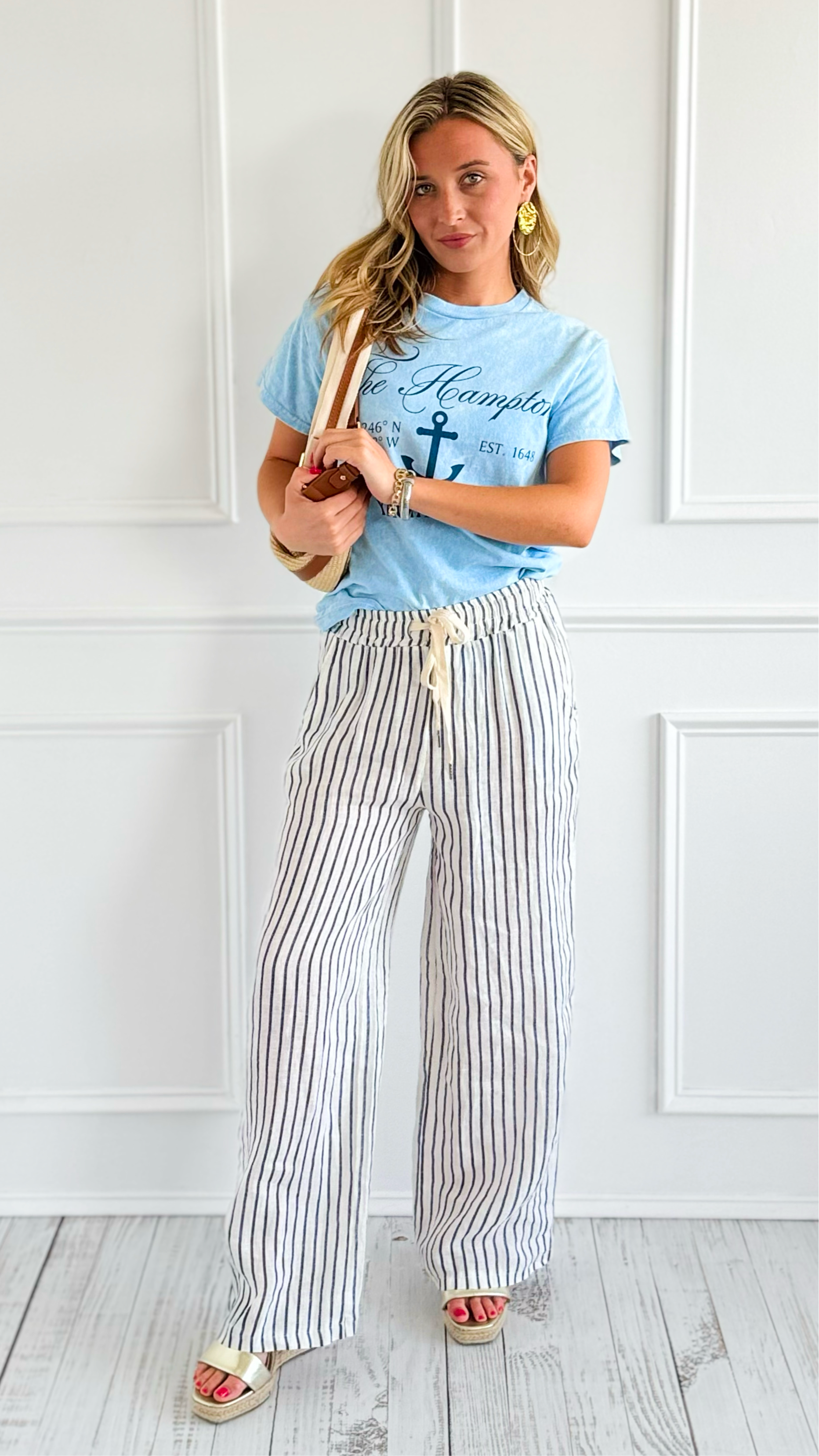Seashore Stroll Stripe Pants-170 Bottoms-V6-Coastal Bloom Boutique, find the trendiest versions of the popular styles and looks Located in Indialantic, FL