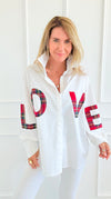 Tartan Love Italian Blouse-110 Long Sleeve Tops-TATTOO Z-Coastal Bloom Boutique, find the trendiest versions of the popular styles and looks Located in Indialantic, FL