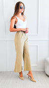 Waist Pleats Mid-Rise Pants-Beige-170 Bottoms-HYFVE-Coastal Bloom Boutique, find the trendiest versions of the popular styles and looks Located in Indialantic, FL