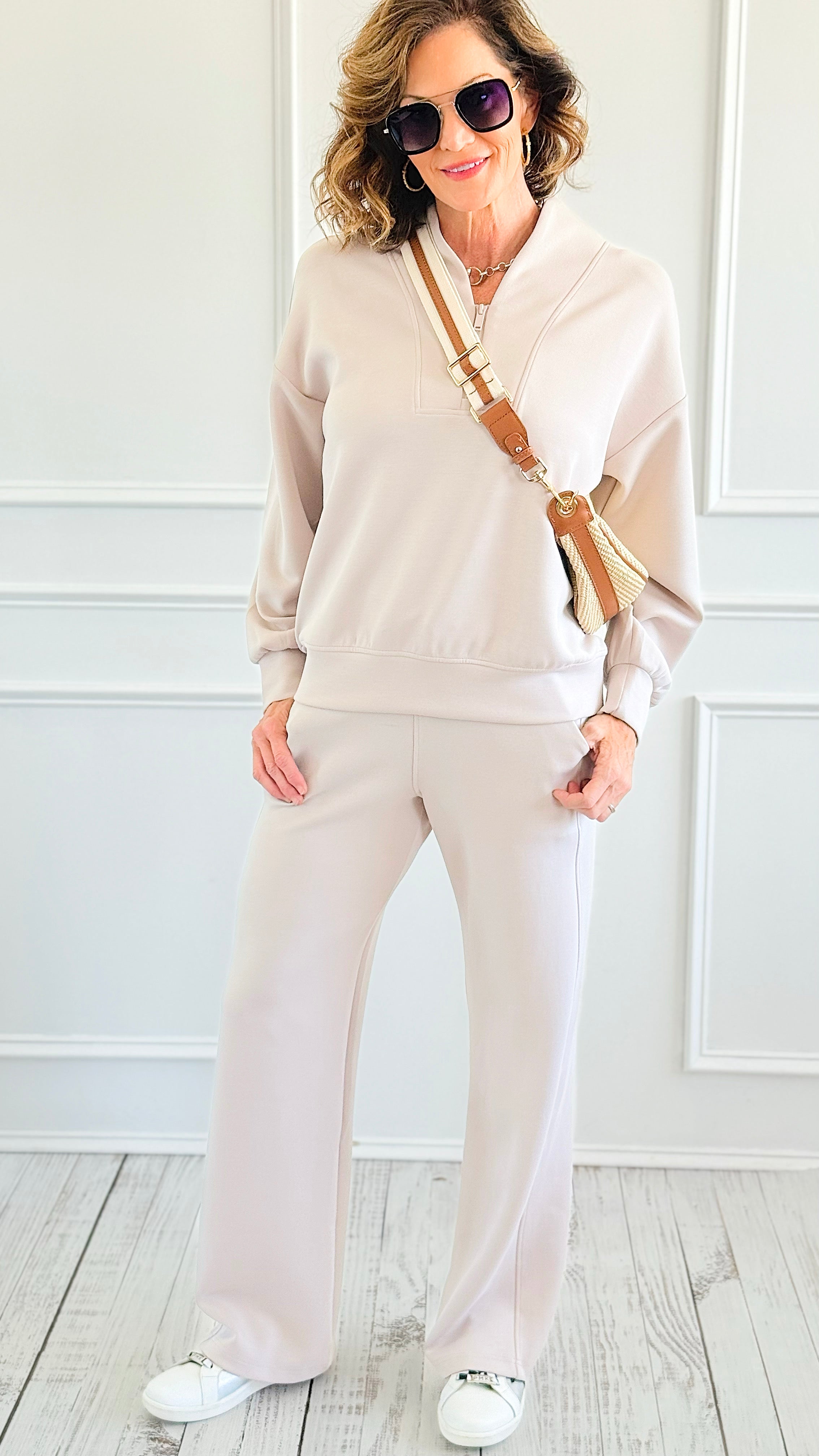Scuba Luxe Zip Top & Pant Set-Mocha Cream-210 Loungewear/Sets-RAE MODE-Coastal Bloom Boutique, find the trendiest versions of the popular styles and looks Located in Indialantic, FL