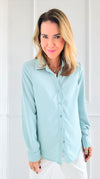 Soft Touch Button Blouse Top - Aqua-130 Long sleeve top-Must Have-Coastal Bloom Boutique, find the trendiest versions of the popular styles and looks Located in Indialantic, FL