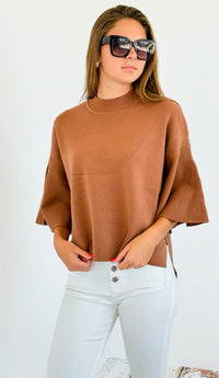 Bell Sleeve Sweater - Deep Camel-140 Sweaters-Zenana-Coastal Bloom Boutique, find the trendiest versions of the popular styles and looks Located in Indialantic, FL