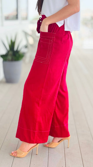 Structured Ease Pants - Red