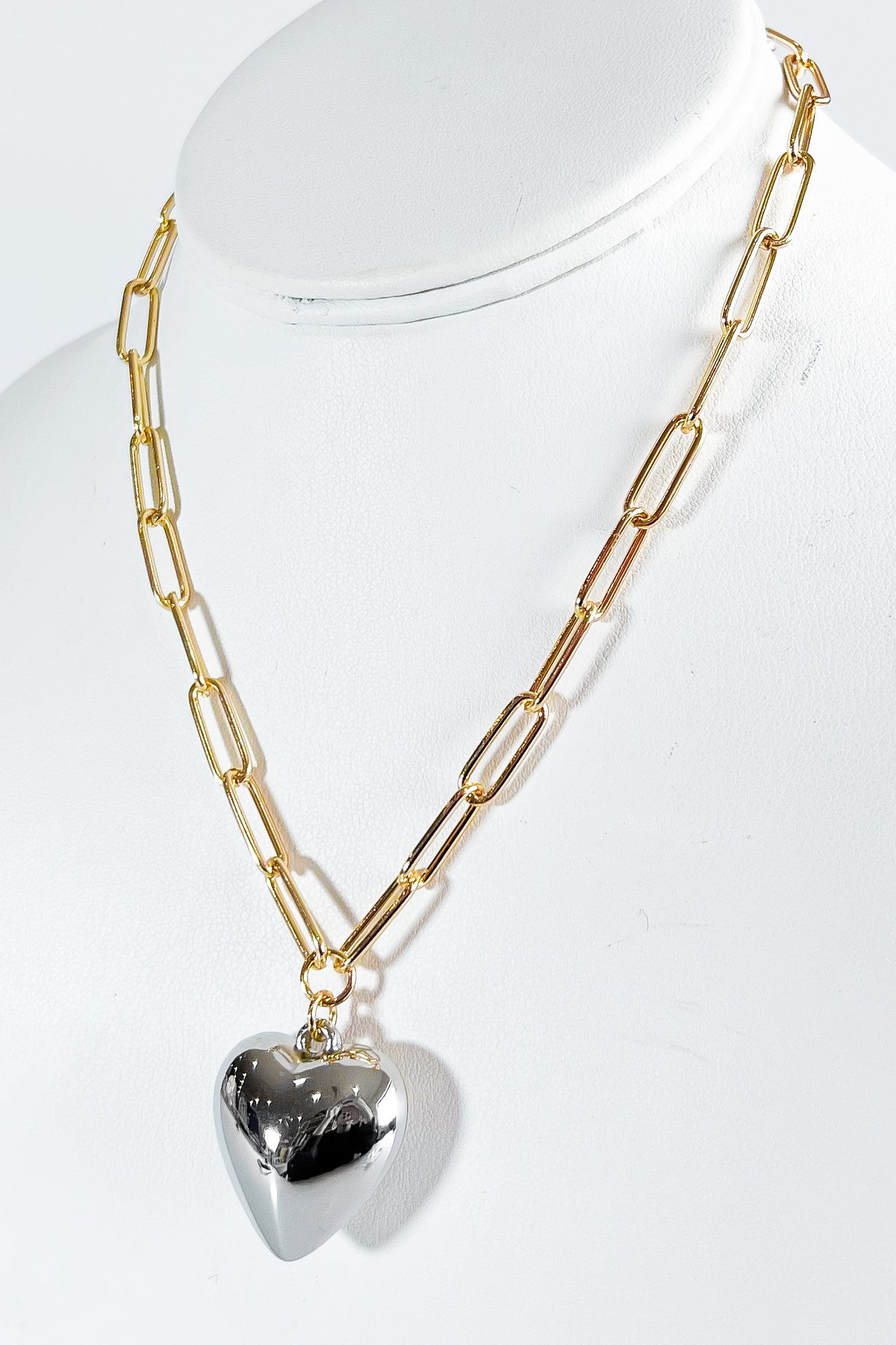 Chunky Metal Heart Pendant Necklace-230 Jewelry-Wona Trading-Coastal Bloom Boutique, find the trendiest versions of the popular styles and looks Located in Indialantic, FL