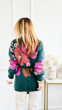 Bold Bloom Knit Cardigan-140 Sweaters-Rousseau-Coastal Bloom Boutique, find the trendiest versions of the popular styles and looks Located in Indialantic, FL