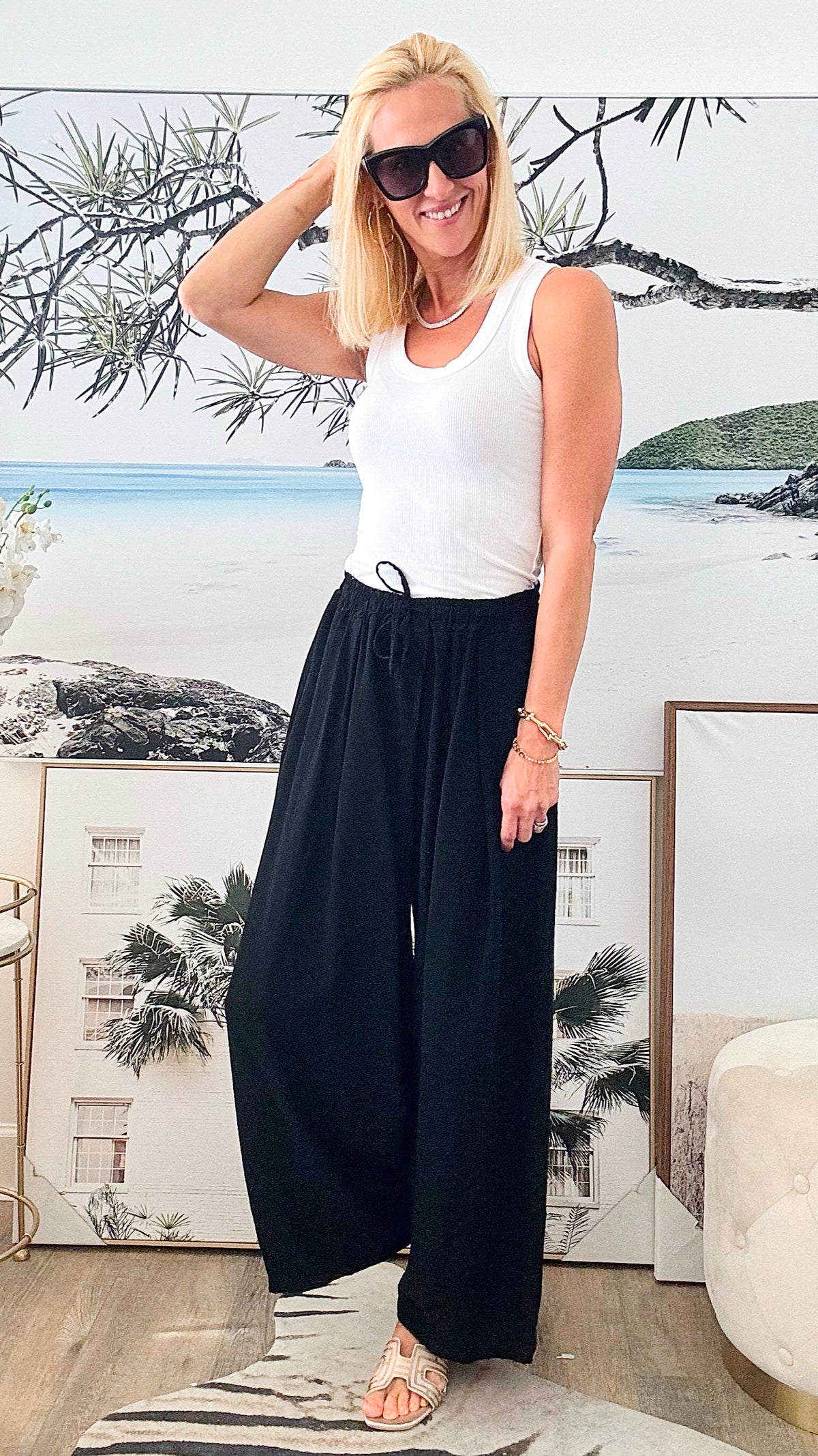 Easy Breezy Italian Linen - Black-pants-Italianissimo-Coastal Bloom Boutique, find the trendiest versions of the popular styles and looks Located in Indialantic, FL