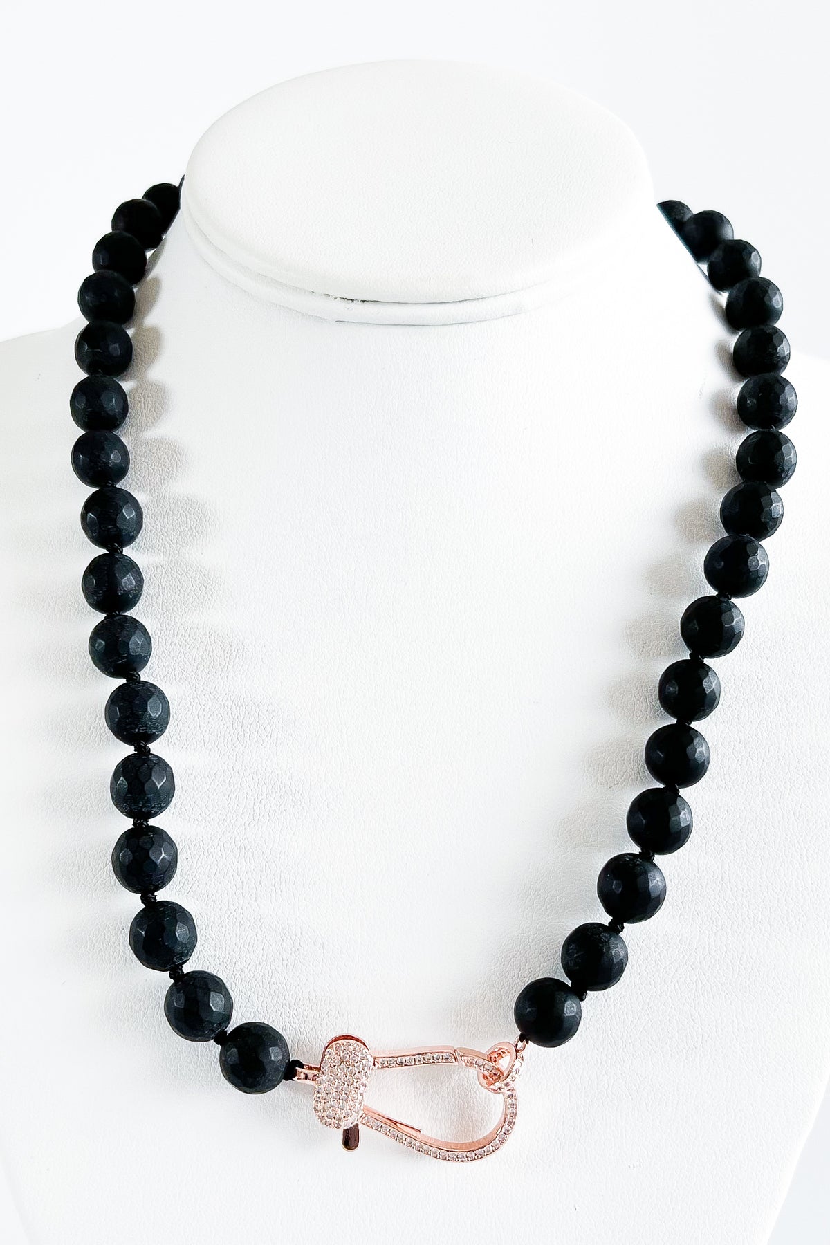 Micropave Clasp Onyx Natural Stone Magnetic Necklace-230 Jewelry-AF Designs-Coastal Bloom Boutique, find the trendiest versions of the popular styles and looks Located in Indialantic, FL