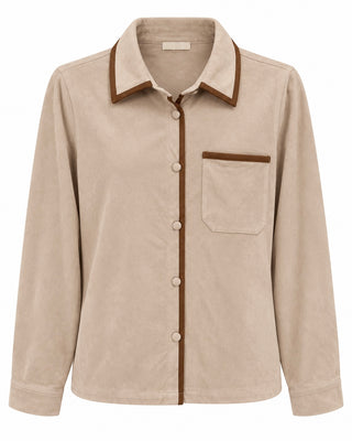Perfect Contrast Faux Suede Top - Champagne