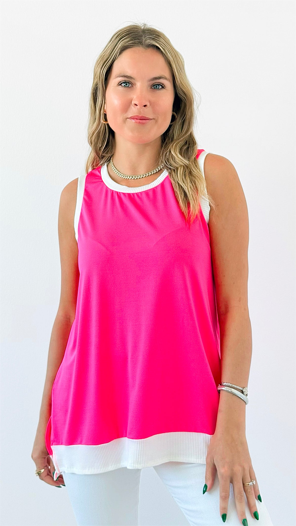 Varsity Edge Sleeveless Top-100 Sleeveless Tops-White Birch-Coastal Bloom Boutique, find the trendiest versions of the popular styles and looks Located in Indialantic, FL