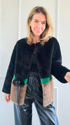 Luxe Contrast Faux Fur Jacket-160 Jackets-Joh Apparel-Coastal Bloom Boutique, find the trendiest versions of the popular styles and looks Located in Indialantic, FL