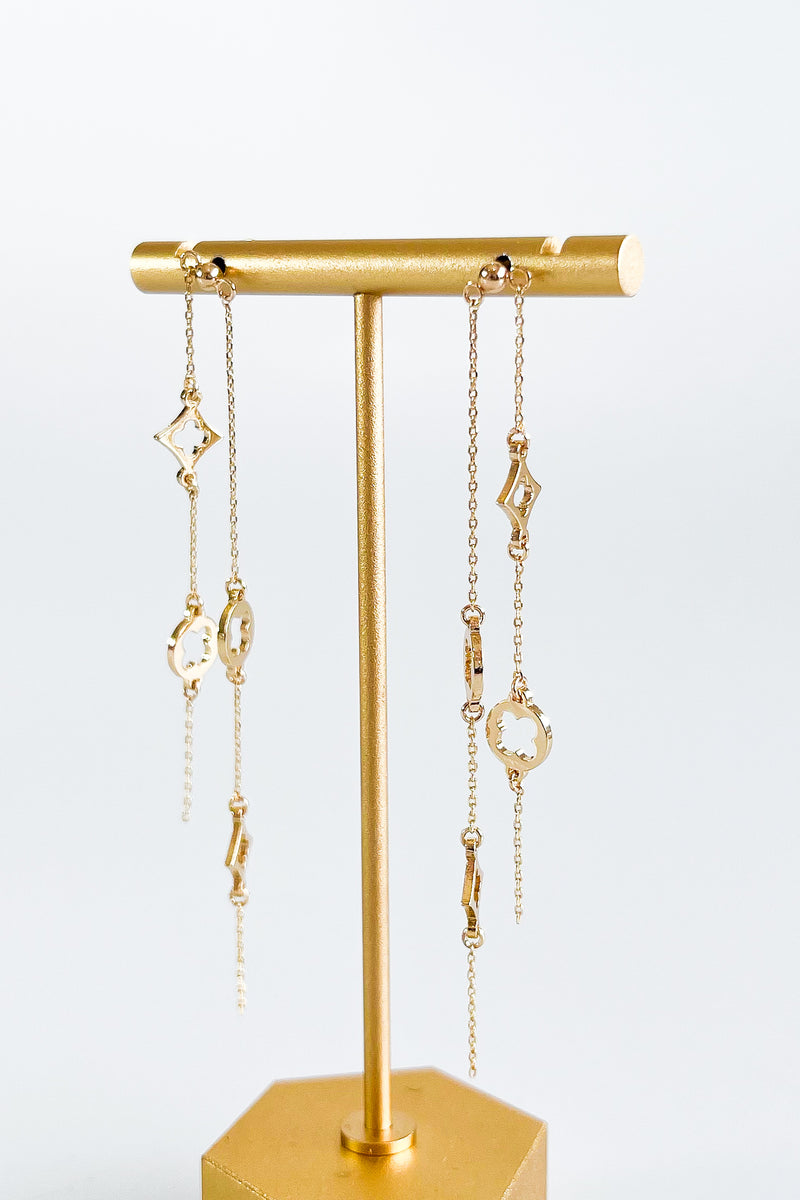 Double Layered Clover Drop Earrings-230 Jewelry-GS JEWELRY-Coastal Bloom Boutique, find the trendiest versions of the popular styles and looks Located in Indialantic, FL