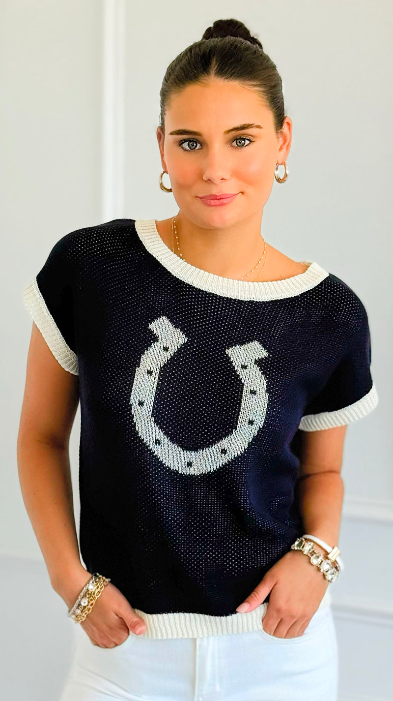 Lucky Charm Knit Top - Navy-100 Sleeveless Tops-Blu Pepper-Coastal Bloom Boutique, find the trendiest versions of the popular styles and looks Located in Indialantic, FL