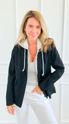 Veronica Cloud Hoodie Blazer-Black-160 Jackets-Six/ Fifty-Coastal Bloom Boutique, find the trendiest versions of the popular styles and looks Located in Indialantic, FL