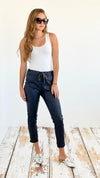 City Lights Faux Leather Italian Jogger- Navy-180 Joggers-Italianissimo/ SEE YOU IN ROME-Coastal Bloom Boutique, find the trendiest versions of the popular styles and looks Located in Indialantic, FL
