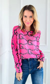 G- Orgeous Italian St Tropez Knit- Fuchsia-140 Sweaters-Italianissimo-Coastal Bloom Boutique, find the trendiest versions of the popular styles and looks Located in Indialantic, FL