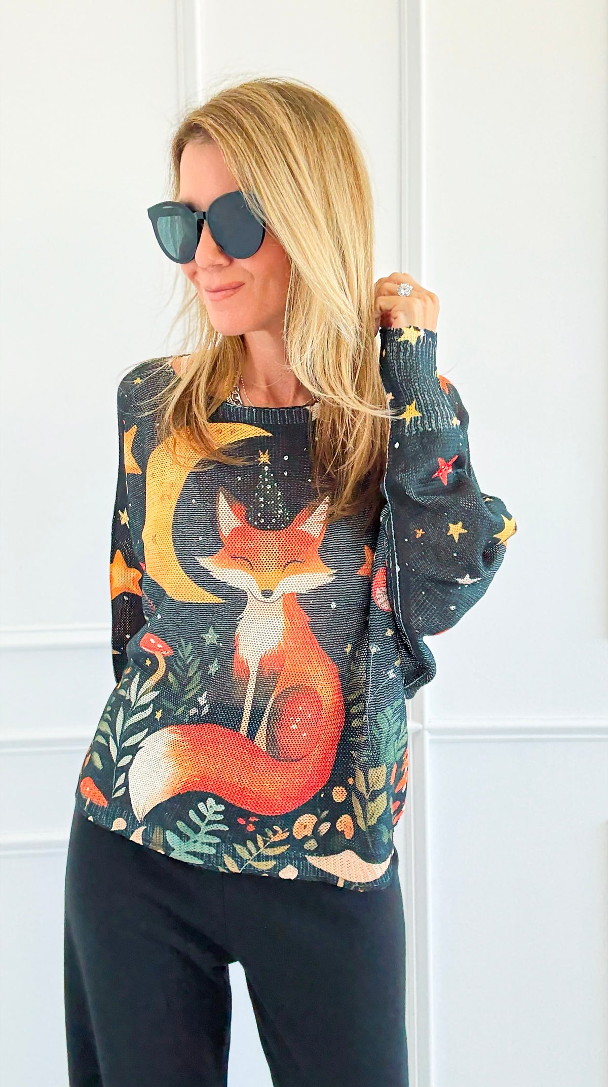 Midnight Fox Italian St Tropez Sweater-140 Sweaters-SORPRESA-Coastal Bloom Boutique, find the trendiest versions of the popular styles and looks Located in Indialantic, FL