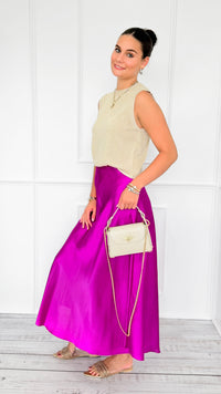 Isabella Italian Skirt- Magenta-170 Bottoms-SEE YOU IN ROME-Coastal Bloom Boutique, find the trendiest versions of the popular styles and looks Located in Indialantic, FL