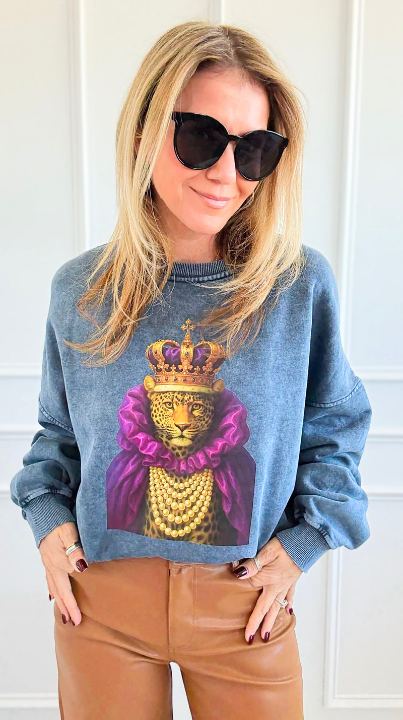 CB CUSTOM - The Golden Reign Italian Sweatshirt-110 Long Sleeve Tops-FIRSTAGE / HOLLY-Coastal Bloom Boutique, find the trendiest versions of the popular styles and looks Located in Indialantic, FL