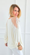Whisper Light Embroidered Sleeve Top-130 Long Sleeve Tops-Rousseau-Coastal Bloom Boutique, find the trendiest versions of the popular styles and looks Located in Indialantic, FL