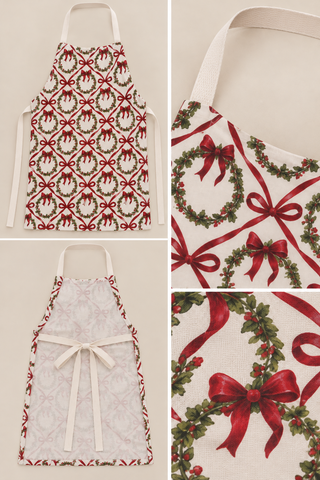 Christmas Wreath Bow Apron