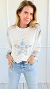 Coastal Star Patch Sweatshirt-110 Long Sleeve Tops-oddi-Coastal Bloom Boutique, find the trendiest versions of the popular styles and looks Located in Indialantic, FL