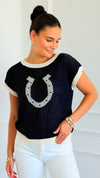 Lucky Charm Knit Top - Navy-100 Sleeveless Tops-Blu Pepper-Coastal Bloom Boutique, find the trendiest versions of the popular styles and looks Located in Indialantic, FL