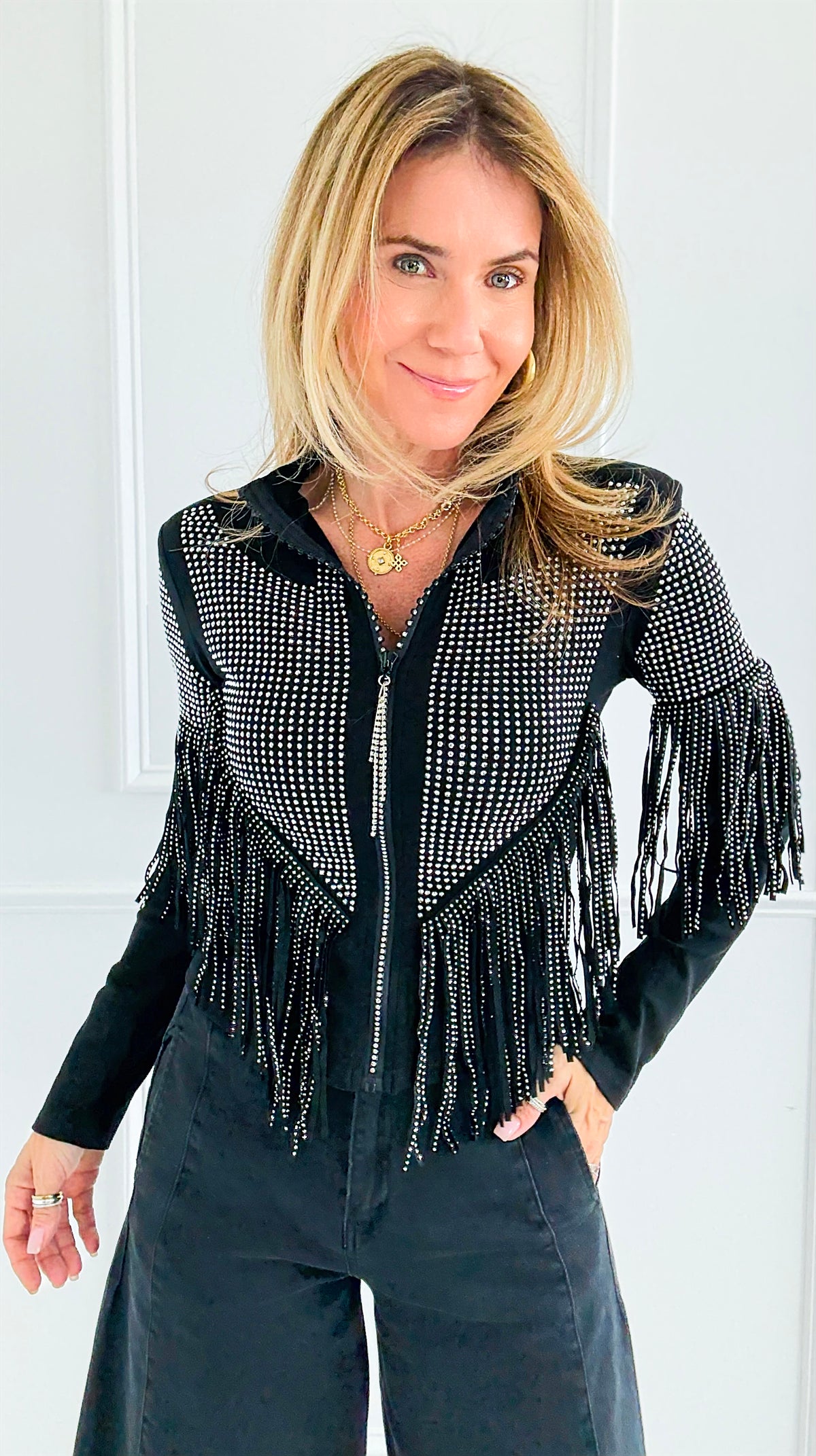 Starstruck Fringe Glam Jacket-160 Jackets-7Mango7-Coastal Bloom Boutique, find the trendiest versions of the popular styles and looks Located in Indialantic, FL